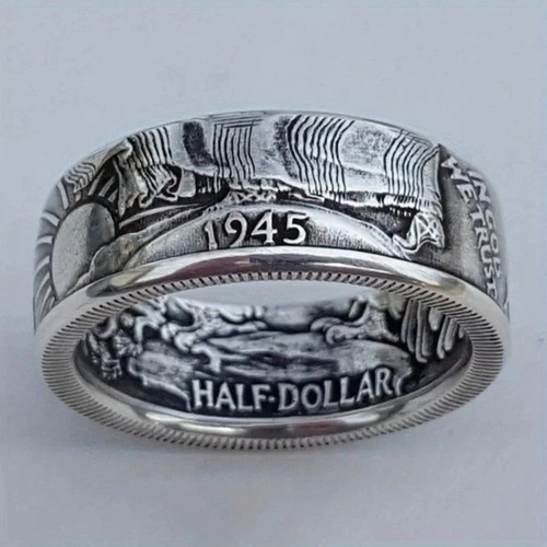 Silver dollar coin ring - dollar,